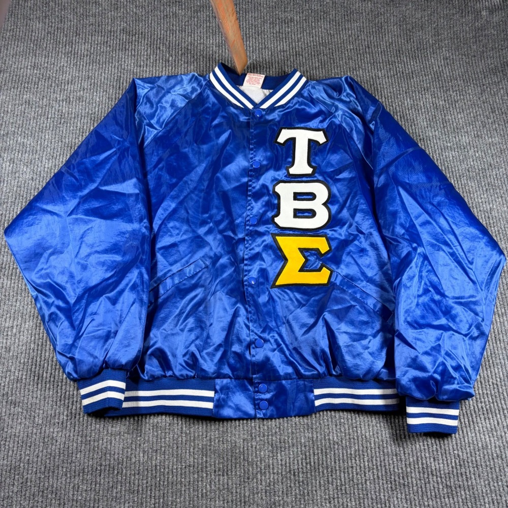Vintage Cardinal Tau Beta Sigma Jacket Mens XXXL TBE Fraternity Satin Bomber